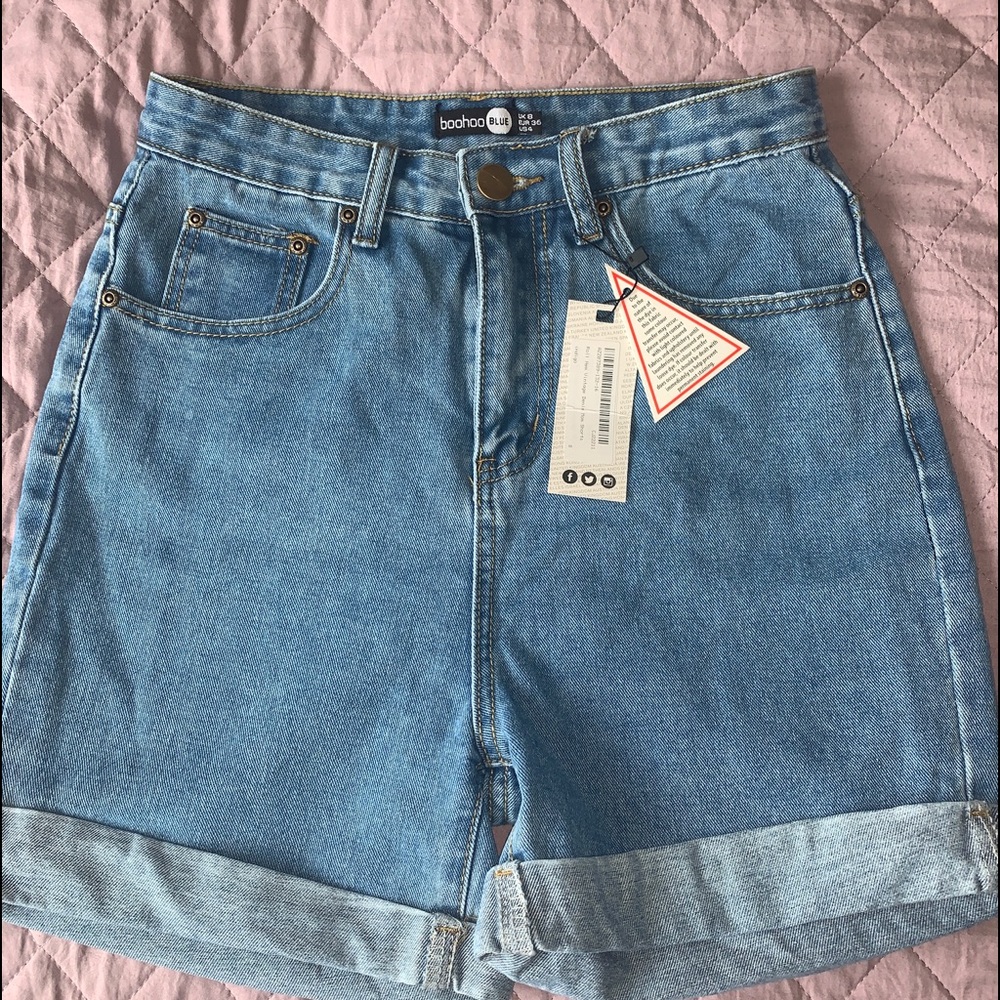 Roll Hem Vintage Denim Mom Shorts